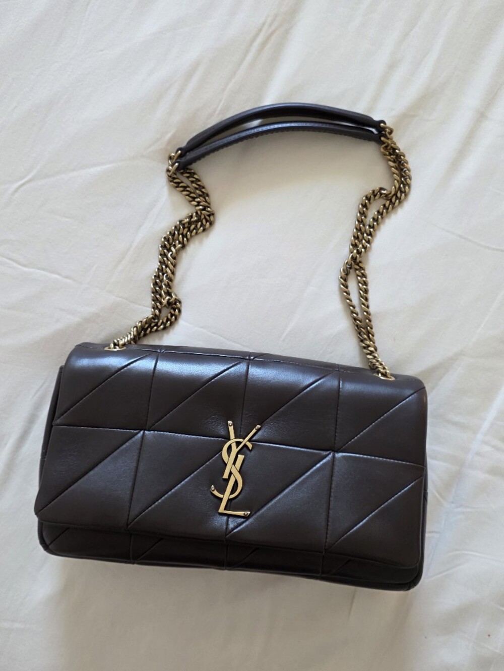 Jamie Medium YSL Chocolate Diamond-Quilted Chain Shoulder Bag